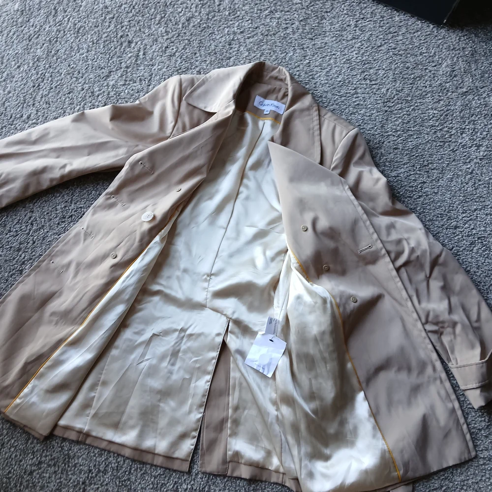 Calvin Klein Tan Double-Breasted Trench Coat - Picture 6 of 13